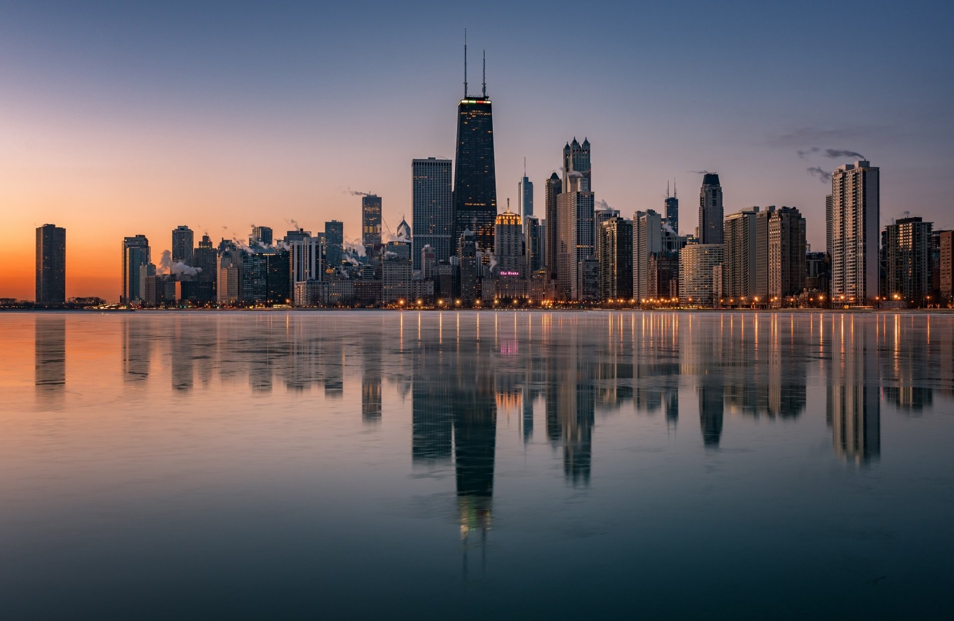 City skyline with reflection