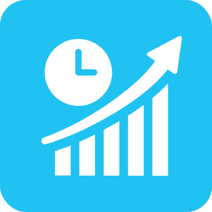 Growth chart with clock icon